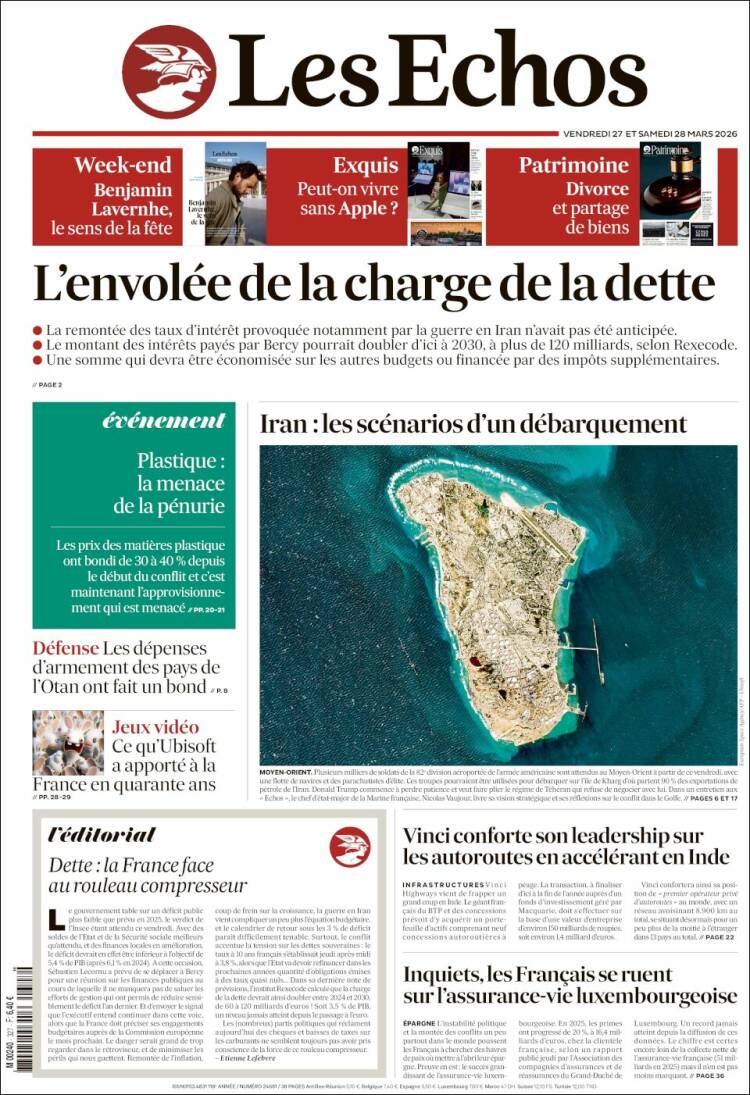 Portada de Les Echos (Francia)