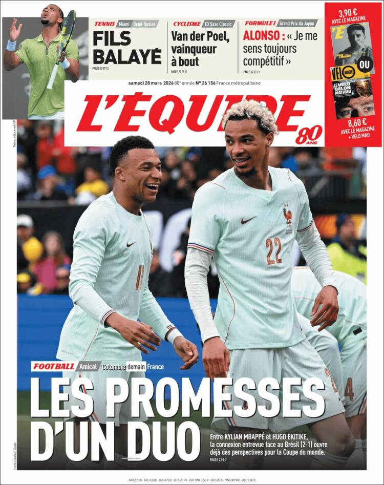 Portada de L'Equipe (Francia)