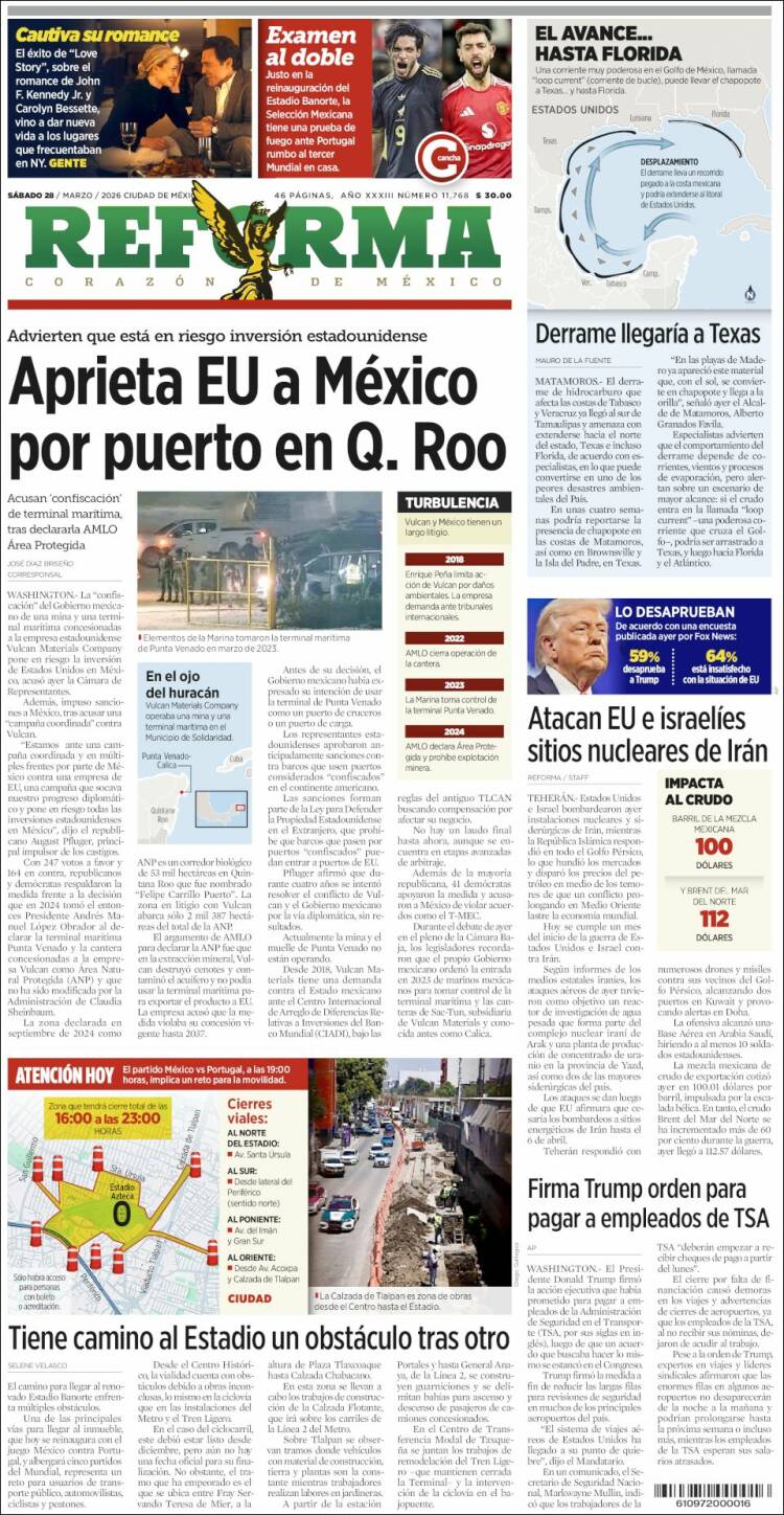 Portada de Reforma (M&eacute;xico)