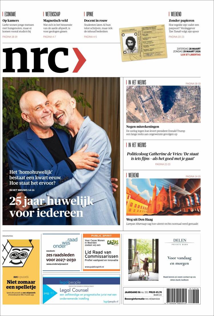Portada de NRC Handelsblad (Pa&iacute;ses Bajos)
