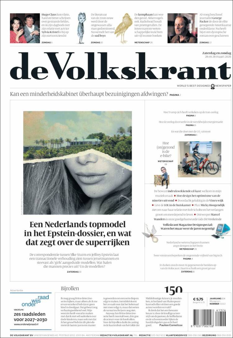 Portada de De Volkskrant (Pa&iacute;ses Bajos)