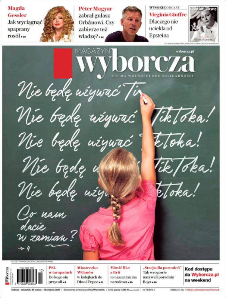 Portada de Gazeta Wyborcza (Polonia)
