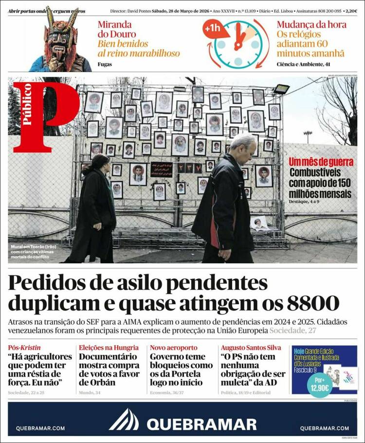 Portada de Público (Portugal)