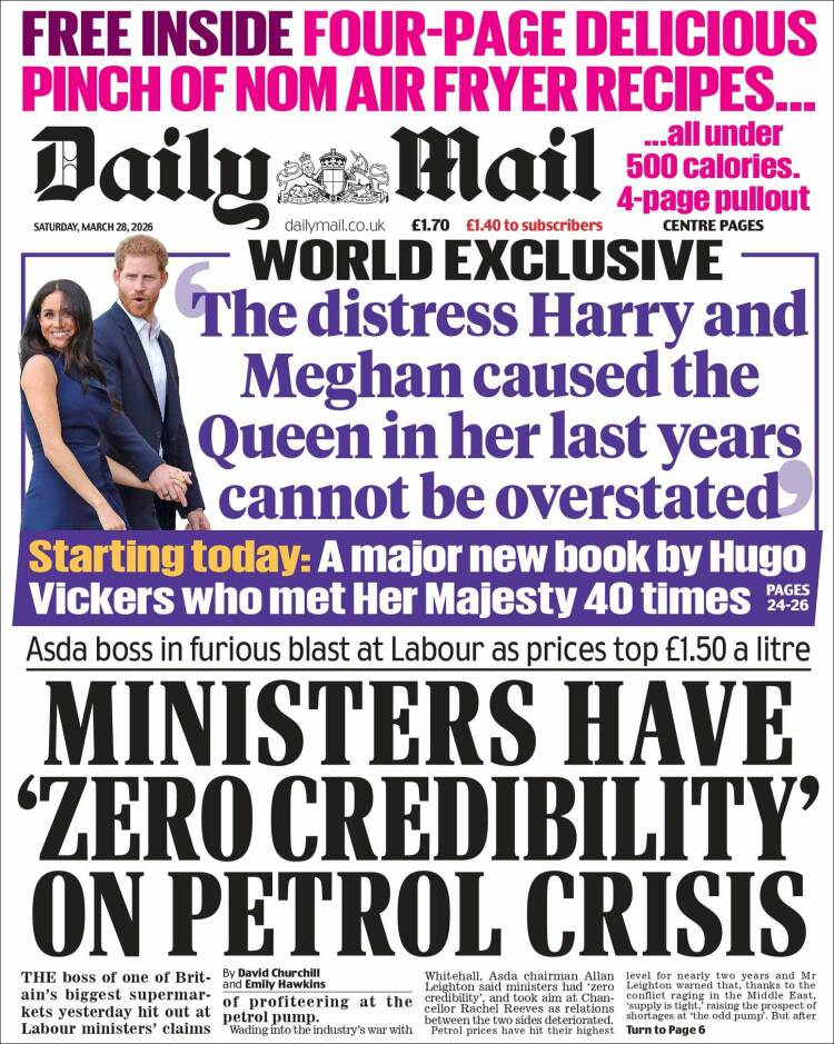 Portada de Daily Mail (Reino Unido)