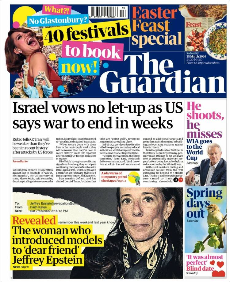 Portada de The Guardian (Reino Unido)
