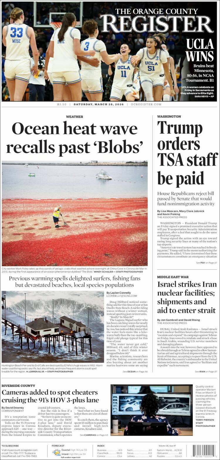 Portada de The Orange County Register (USA)