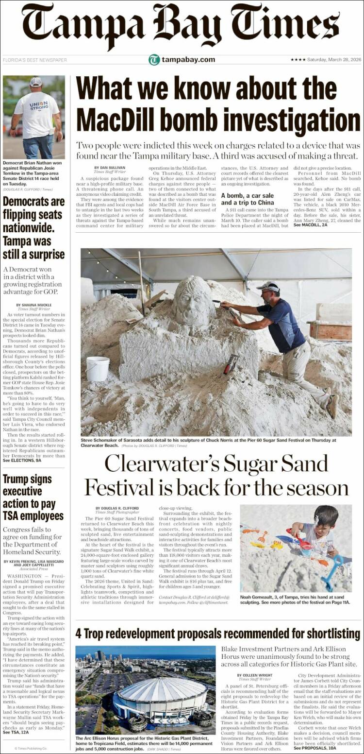 Portada de Tampa Bay Times (USA)