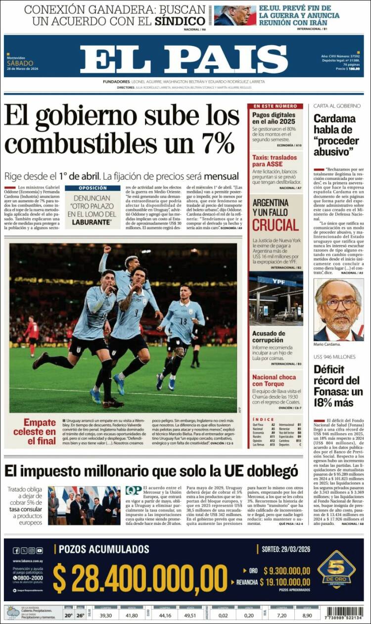 Portada de El País (Uruguay)