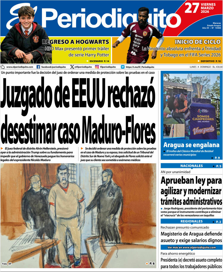 Portada de Periodiquito de Aragua (Venezuela)