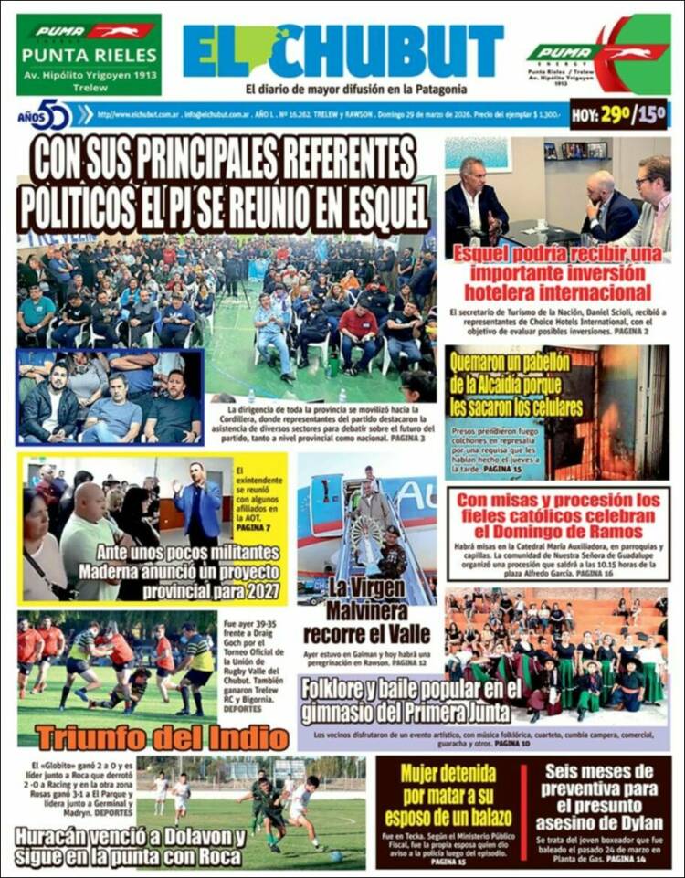 Portada de El Chubut (Argentina)