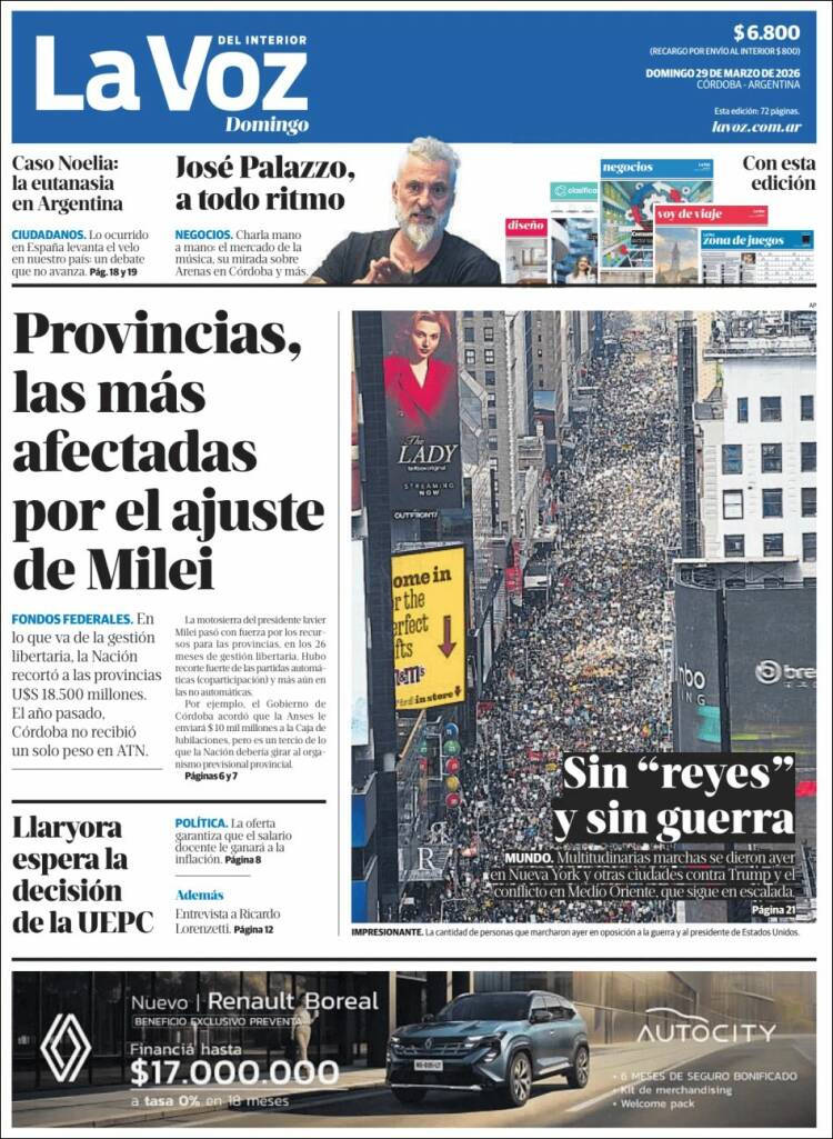 Portada de La Voz del Interior (Argentina)
