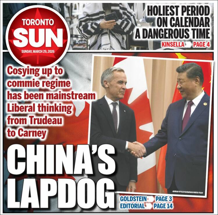 Portada de The Toronto Sun (Canad&aacute;)
