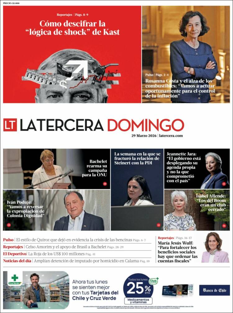 Portada de La Tercera (Chile)