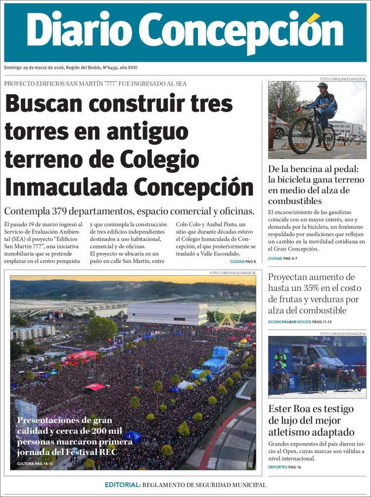 Portada de Diario de Concepción (Chile)