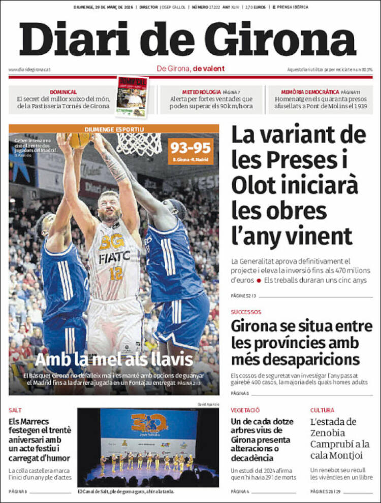 Portada de Diari de Girona (Espa&ntilde;a)