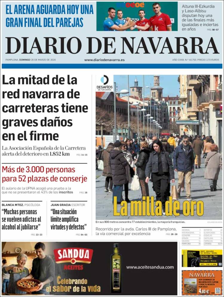 Portada de Diario de Navarra (Espa&ntilde;a)