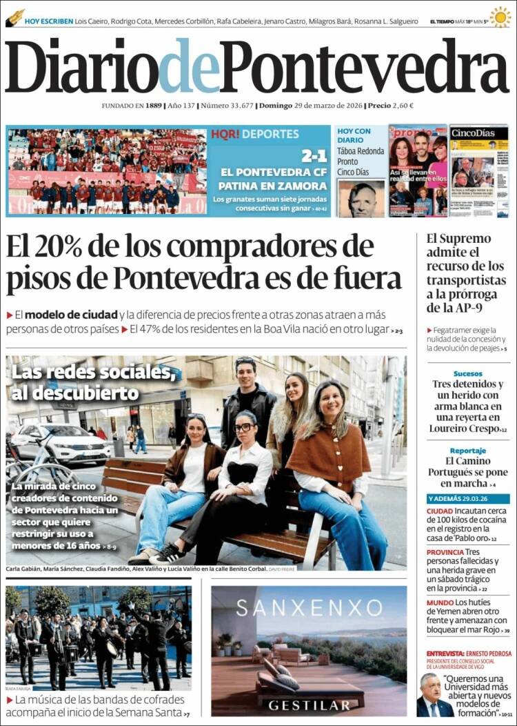 Portada de Diario de Pontevedra (Espa&ntilde;a)