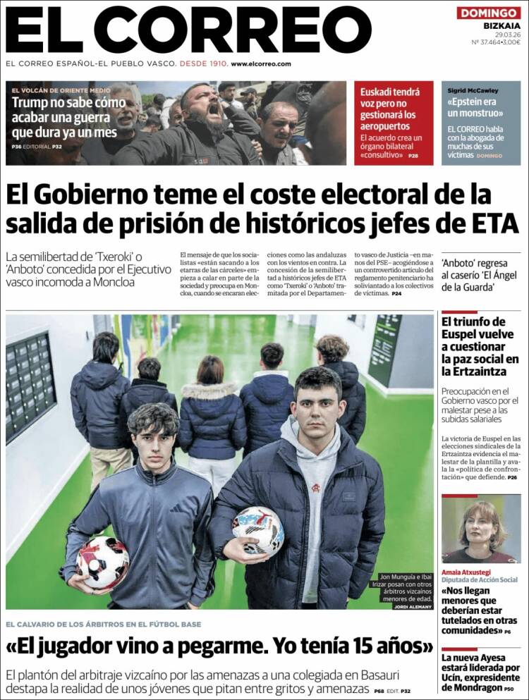 Portada de El Correo (Espa&ntilde;a)