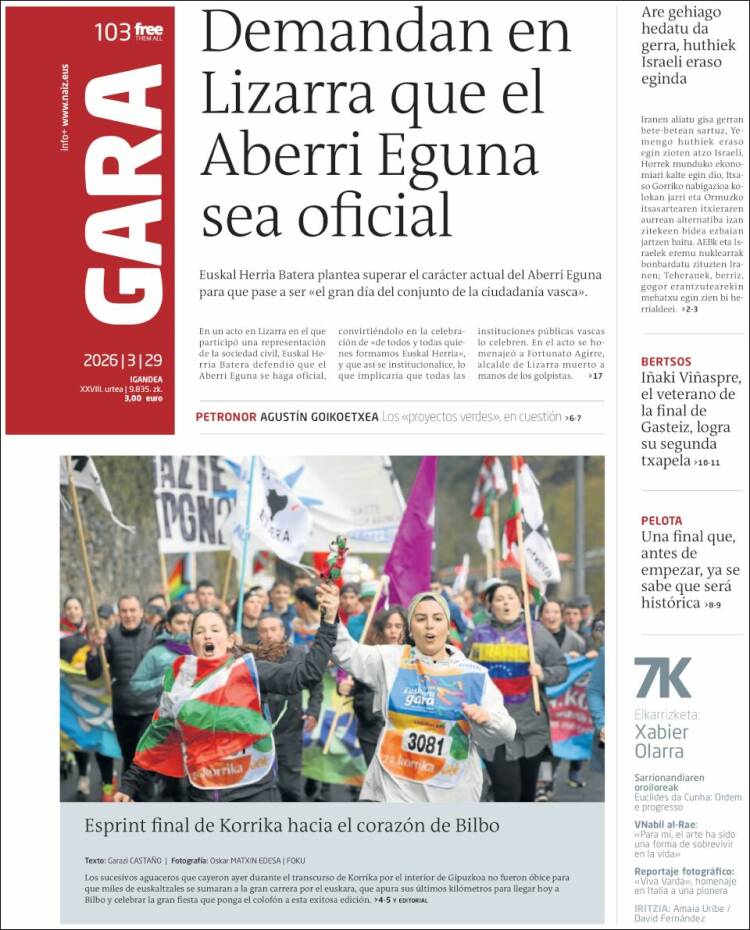 Portada de Gara (Espa&ntilde;a)