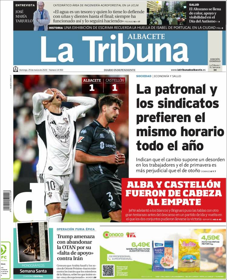 Portada de La Tribuna de Albacete (Espagne)