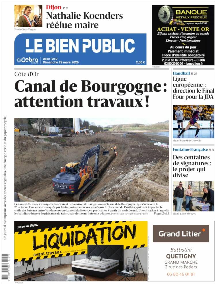 Portada de Le Bien Public (Francia)
