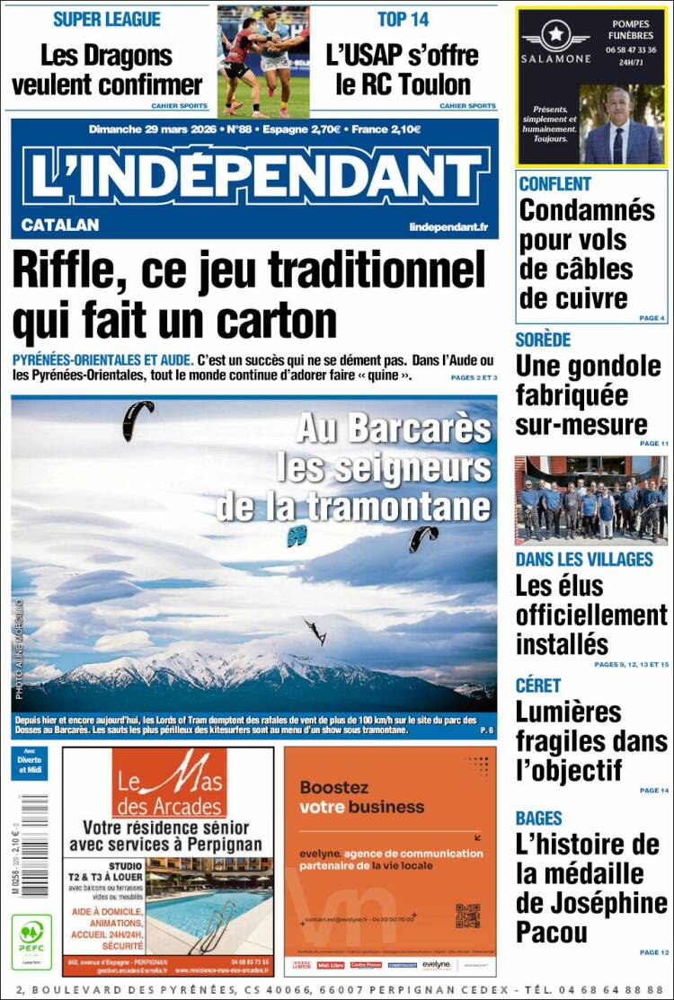 Portada de Le Indépendant (Francia)