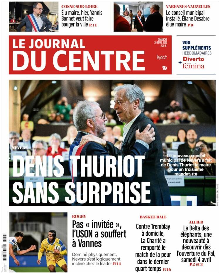 Portada de Le Journal du Centre (Francia)