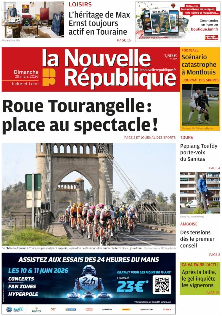 Portada de La Nouvelle Republique (France)