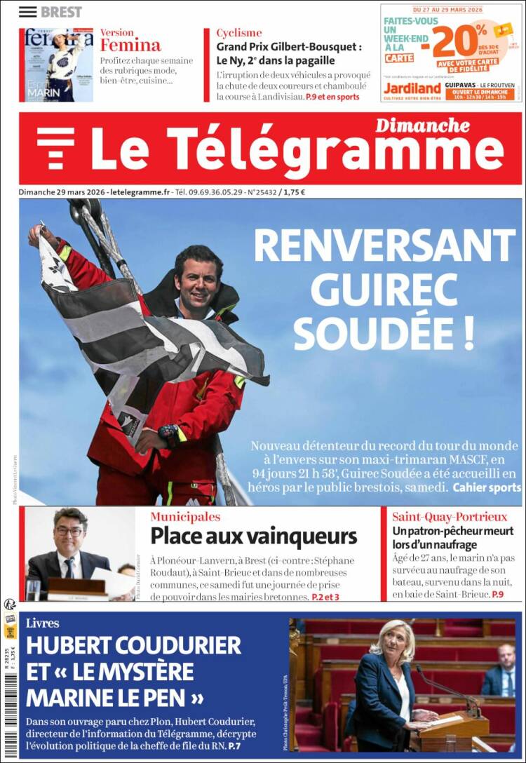 Portada de Télégramme (Francia)
