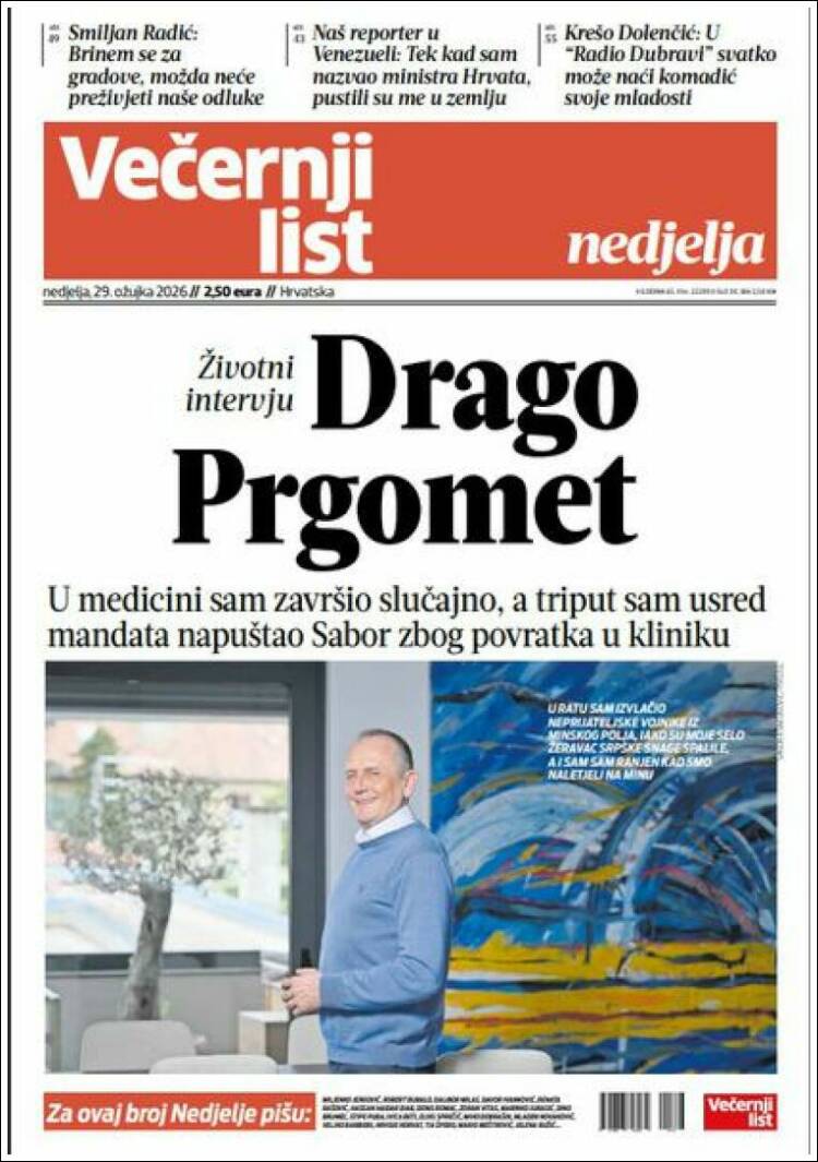 Portada de Večernji (Croacia)