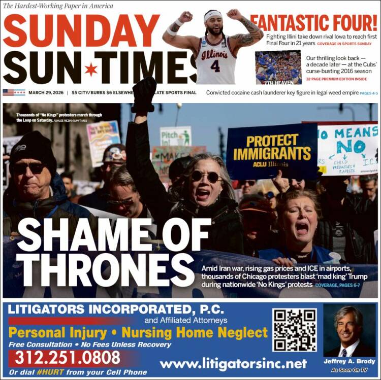 Portada de Chicago Sun-Times (USA)