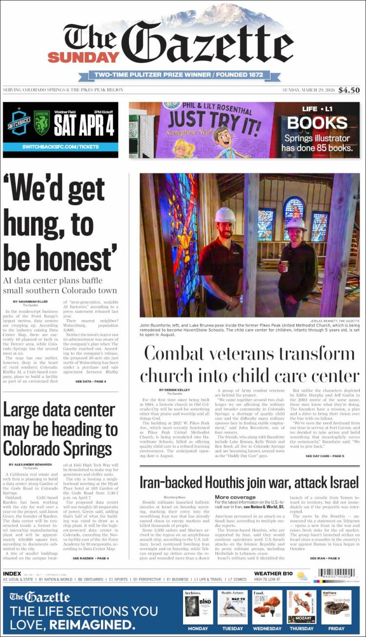 Portada de The Gazette (USA)