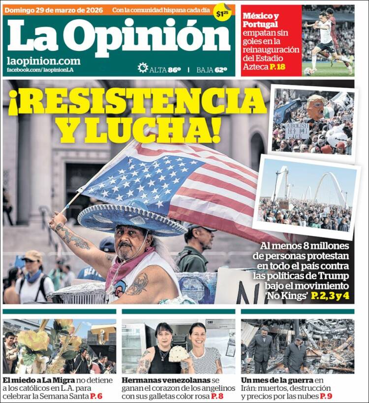 Portada de La Opinión (USA)