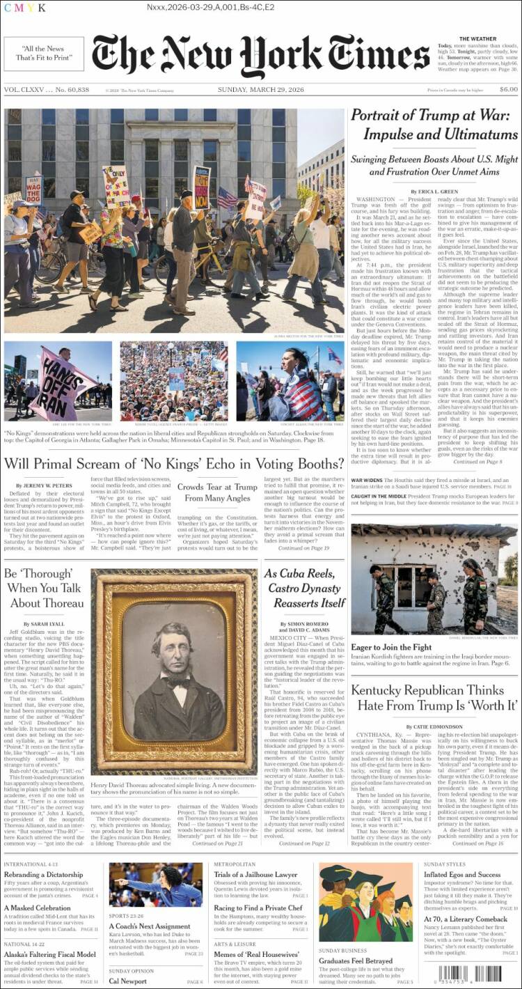 Portada de New York Times (USA)
