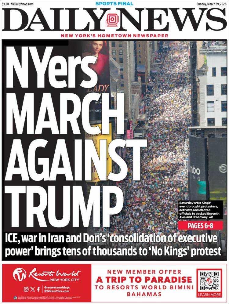 Portada de Daily News - New York (USA)