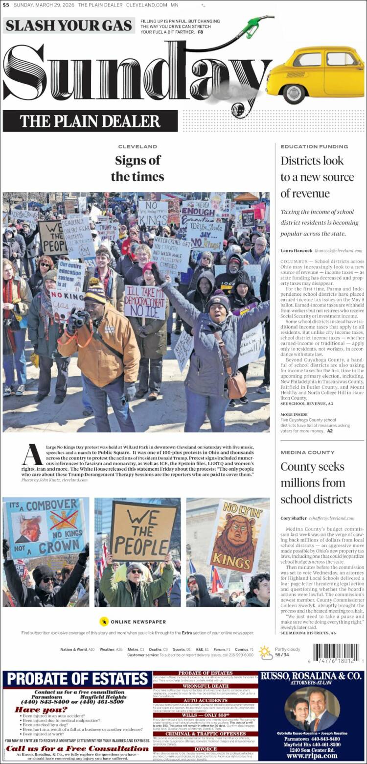 Portada de The Plain Dealer (USA)