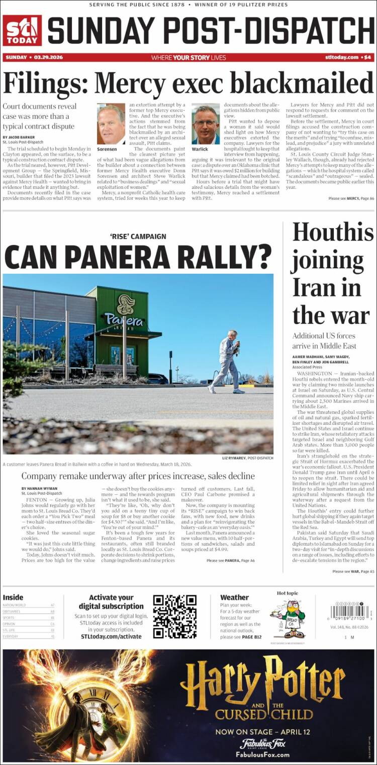 Portada de St. Louis Post-Dispatch (USA)