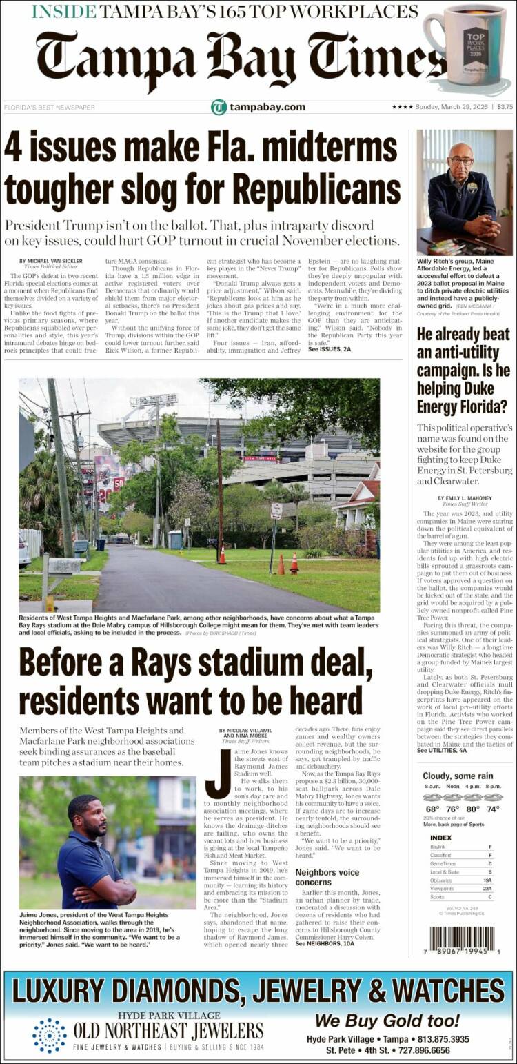 Portada de Tampa Bay Times (USA)