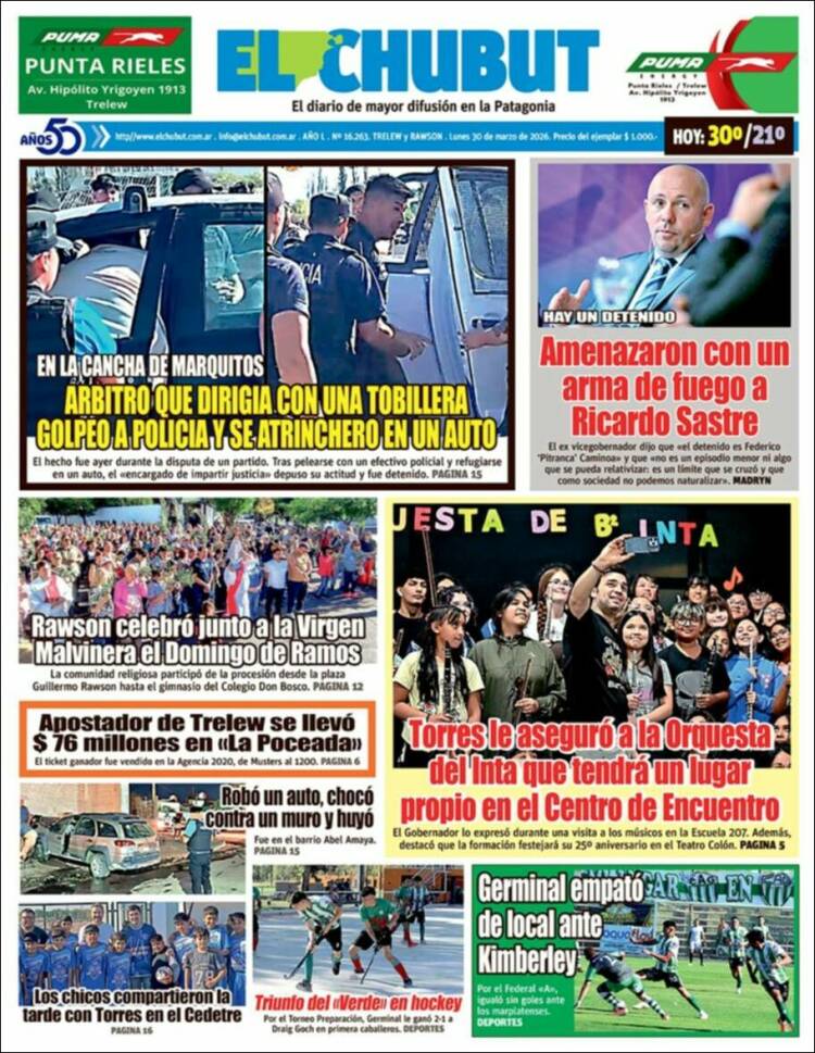 Portada de El Chubut (Argentina)