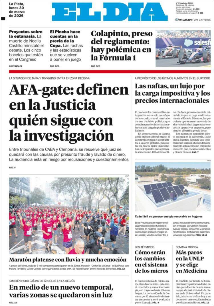 Portada de El Día de la Plata (Argentina)