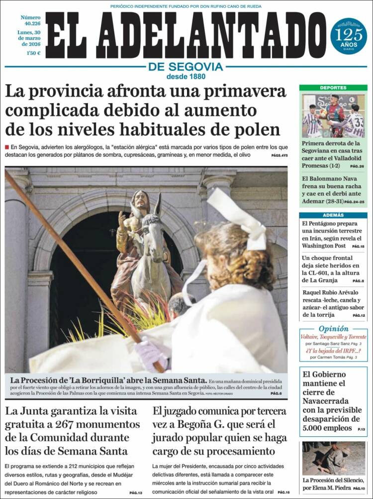 Portada de El Adelantado de Segovia (Espa&ntilde;a)