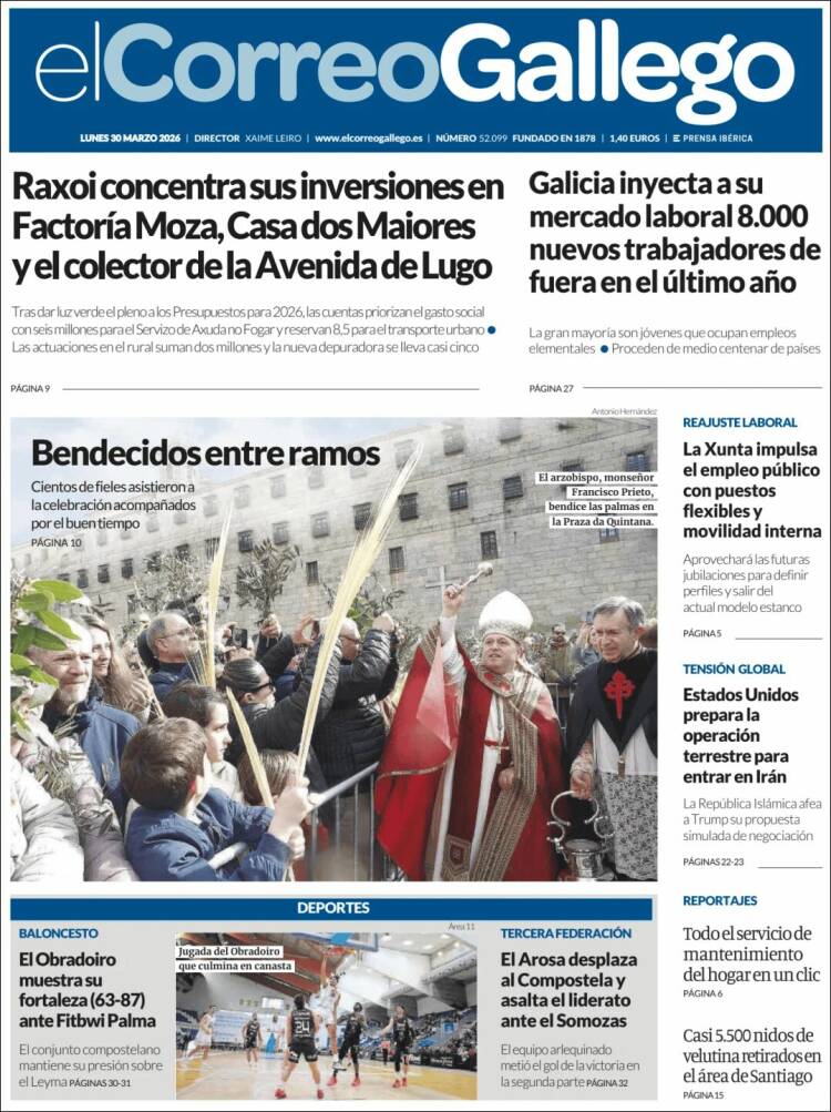 Portada de El Correo Gallego (Espa&ntilde;a)