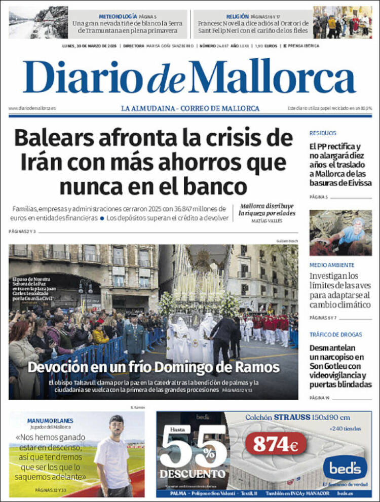 Portada de Diario de Mallorca (Espa&ntilde;a)