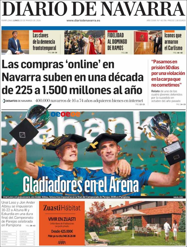 Portada de Diario de Navarra (Espa&ntilde;a)