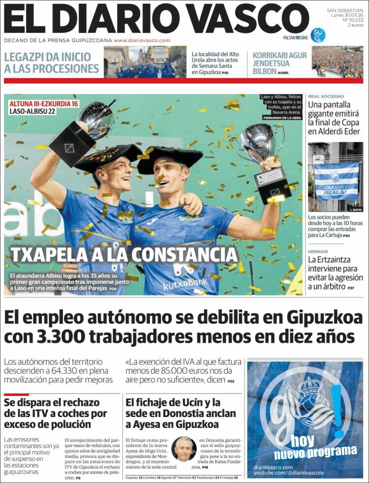 Portada de Diario Vasco (Espa&ntilde;a)