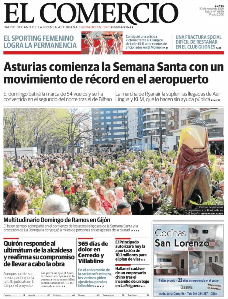 Portada de El Comercio - Gijón (Espa&ntilde;a)
