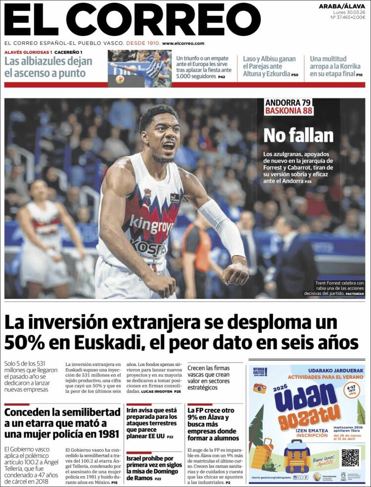 Portada de El Correo - Álava (Spain)