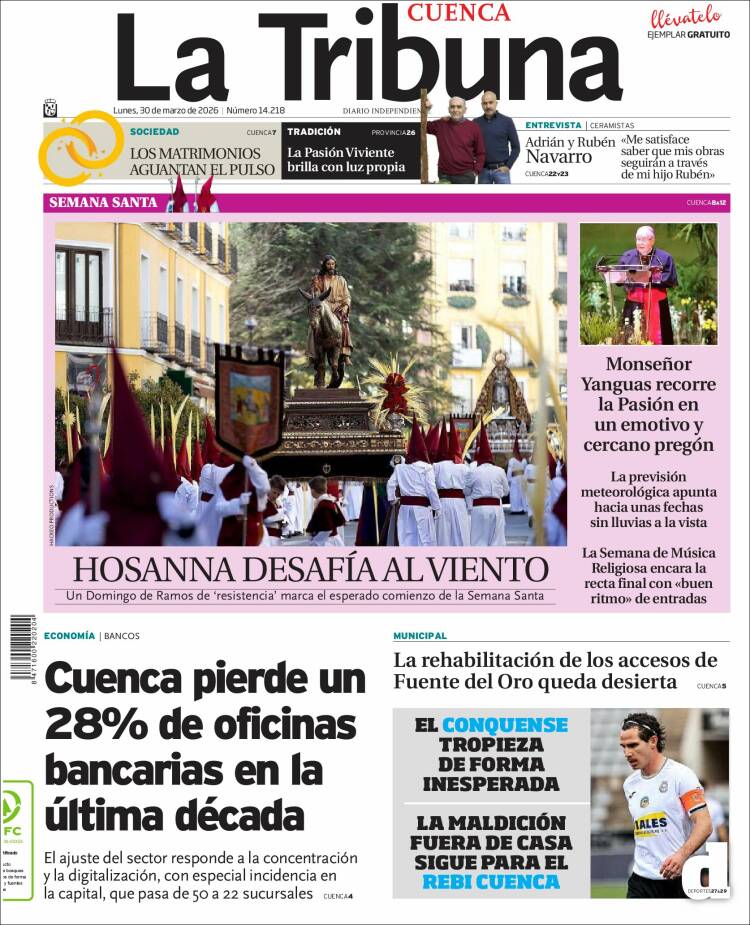 Portada de La Tribuna de Cuenca (Espa&ntilde;a)