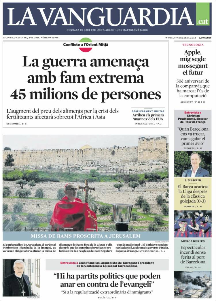 Portada de La Vanguardia (Espa&ntilde;a)