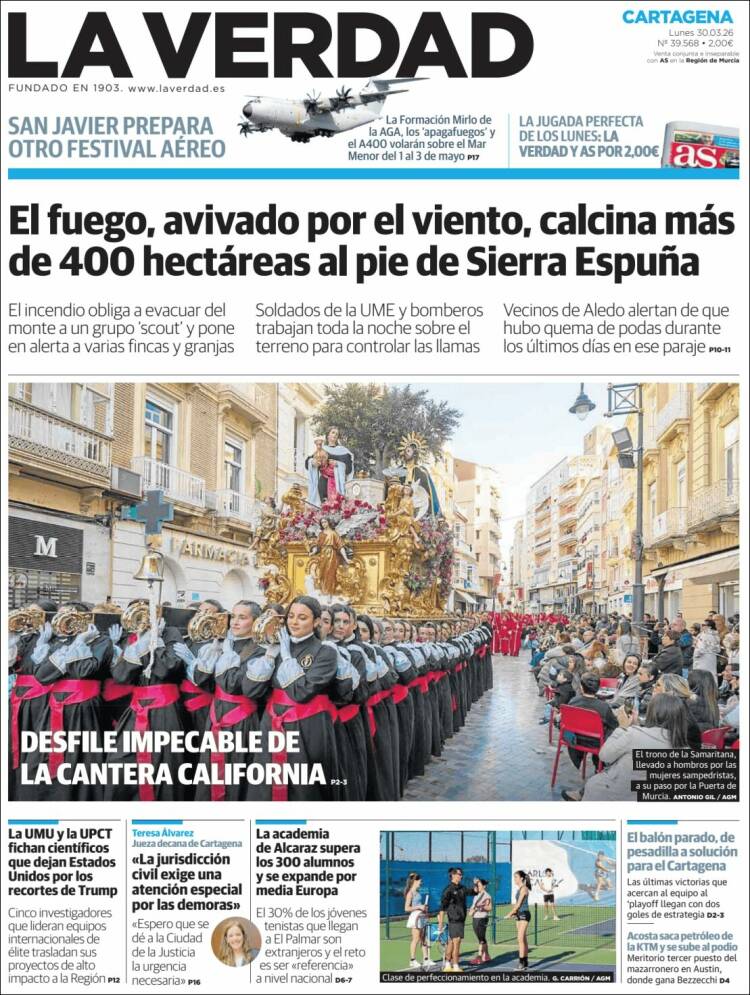 Portada de La Verdad de Cartagena (Espa&ntilde;a)